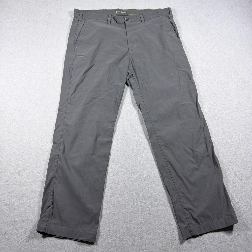 Eddie Bauer Pants Men 38x30 Regular Straight Gray Stretch Khakis Nylon Gorpcore